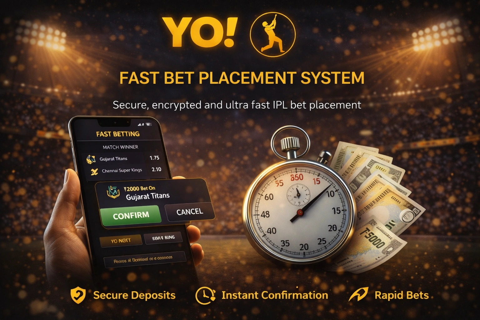 Yo IPL 2026 Fast Bet Placement System Banner