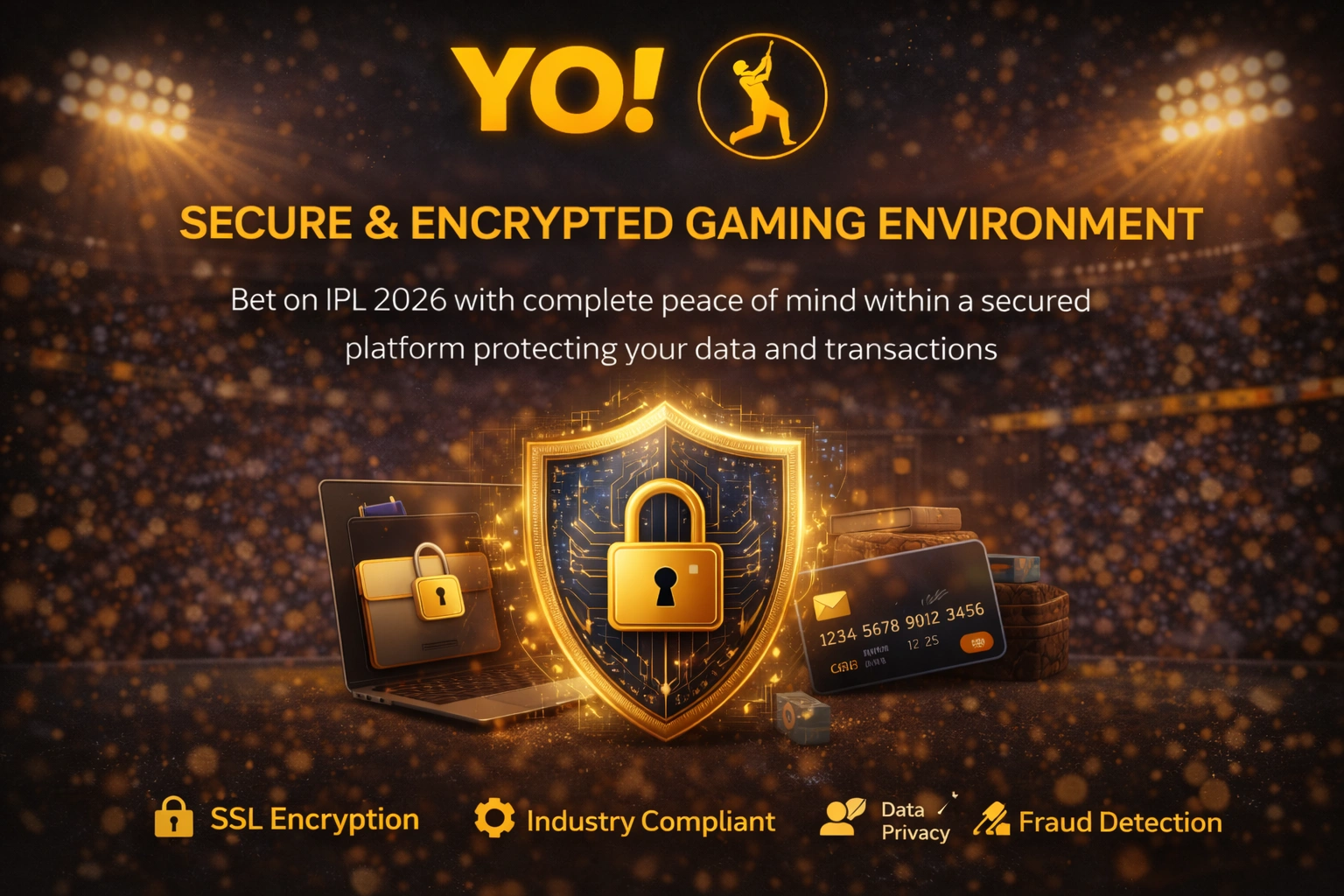 Yo IPL 2026 Secure & Encrypted Gaming Environment Banner