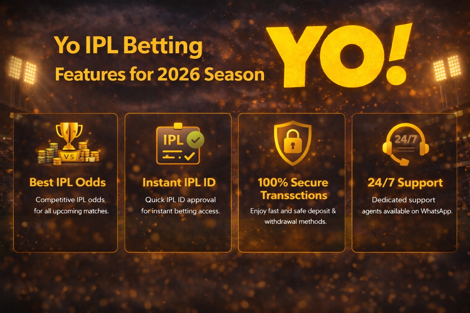 Yo IPL Betting Features for 2026 Season banner with official YO logo
