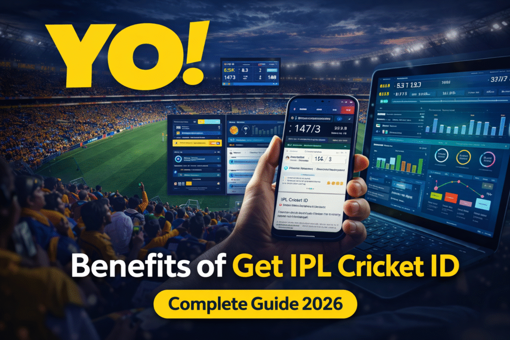 Benefits of Get IPL Cricket ID 2026 with YO logo, live IPL score updates, cricket analytics dashboard and real-time match tracking